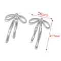 Silver stainless steel bow pendant charms for jewelry making, 28mm wide and 42.5mm high - Steel-H (2.26g)