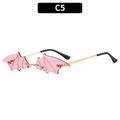 Lunettes de soleil chauve-souris sans monture avec verres roses et cadre doré C5 - Monture Dorée Verres Roses