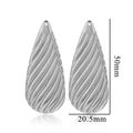 Silver teardrop earrings with spiral texture measuring 50mm by 20.5mm on white background - Waterdrop Texture (4.87g)