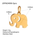 Golden stainless steel elephant pendant with crescent cutout for DIY jewelry sets - Elephant Shape-5pcs
