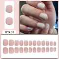 Detail of short square matte nude pink press-on nails set with seamless finish - Matte Nude Pink (DFYM-33)