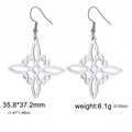Polished stainless steel witch knot earrings with geometric cutout design and S-hooks - Steel