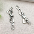 Vintage silver human skeleton alloy charms for DIY earrings and bracelet jewelry making - Halloween Hanging Skeleton 12x43mm