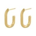 Minimalist 18K gold plated U-shaped stud earrings with a sleek matte finish and modern oval design - VE973 Gold Oval U-Shape 1 Pair