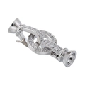 Close-up of silver-plated heart pearl clasp with sparkling cubic zirconia inlay - VK199 White Gold