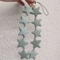 Grey silicone star charm with golden metal ring for phone and bag decoration - Gray Green (10 Stars)