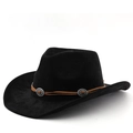 Dettaglio di cappello da cowboy nero in scamosciato con borchie in metallo argento - M(56-58cm) / Nero