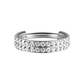 Silver stainless steel nose ring with double row of round cubic zirconia stones - #5-Double Row Hinged Clicker Zirconia / 1.2*8mm / Steel