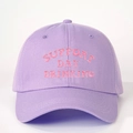 Lavender cotton baseball cap featuring pink Support Day Drinking embroidery on crown - One Size / Light Purple