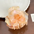 Elegante pinza per capelli a rosa 3D in resina rosa arancio con finitura perlata - 8cm / Arancio Colorato