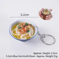 Portachiavi realistico ciotola blu spaghetti 5,2cm con ciondolo ad anello metallico - Blu Medio (Con Portachiavi)