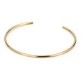 Brazalete abierto minimalista de acero de titanio dorado con acabado pulido y bolas - Capa Única (KLJ5757-Z) / Dorado