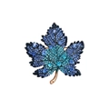 Exquisite maple leaf brooch with blue gradient rhinestones and alloy base - Blue (More Rhinestones)