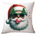 Christmas Santa Claus bubble blowing print pillowcase for sofa cushion home decor - Style 12 / 18*18in/No Insert