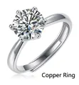 Adjustable copper ring featuring a brilliant round-cut moissanite in a six-prong setting - 0.5 Carat Ring / Copper Material / Classic Six-Prong