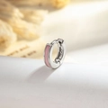 Pink enamel stripe silver hoop earring for women with a minimalist sweet design - Plain Hoop Ear Buckle (A991-1#)