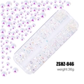AB color resin flatback nail rhinestones in 12-grid storage box for nail art design - Transparent Nude AB (ZSHZ-846)