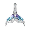 S925 sterling silver mermaid tail pendant with blue-purple gradient enamel and zircons - BSC876-Phantom Whale Tail