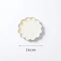 Small white dessert plate with wave edges and silver metallic trim, 16cm diameter size - Small / Cream White