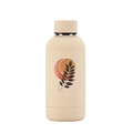 Cream stainless steel water bottle featuring minimalist bohemian leaf illustration - Cream Style 22C