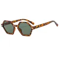 Lunettes de soleil hexagonales rétro avec monture léopard et verres vert foncé - Monture Écaille Verre Vert Foncé
