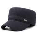 Casquette militaire d'hiver pour homme en gris foncé avec décoration métallique 'B' - Réglable / Bleu marine