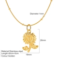 Golden sunflower pendant necklace with snake chain and small beads in stainless steel - Gold-Sunflower Necklace (G4)