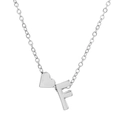 Silver necklace with a heart pendant and capital letter F on a delicate O-chain link - Letter F (10048)