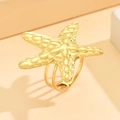 Adjustable starfish ring in 18K gold plated stainless steel with a minimalist triple band - J03341 / Gold