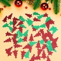 Macro shot of red and green Christmas tree confetti scattered on warm festive background - Christmas Red Green Tree Confetti (ai-100 Pcs/Pack)