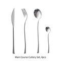 Polished mirror-finish 304 stainless steel 4-piece cutlery set with slim handles - 4-Piece Dinner Cutlery Set