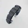 Baroque French style black headband featuring sparkling silver rhinestones on a wide band - Crystal Black (Wide)