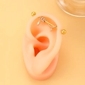 Vintage golden snake industrial barbell piercing on silicone ear model - KC Gold Snake Alloy (WG-0874)