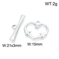 Fermoir à bascule en forme de cœur en acier inoxydable pour bijoux DIY avec dimensions - Cœur Plein Argenté (KLJ7726-Z)