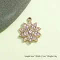 Golden snowflake charm with white rhinestones measuring 2cm by 1.7cm for DIY jewelry - Gold Star Flower