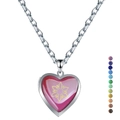 Collar de corazón termosensible con copo de nieve dorado y cadena O de plata - Diseño de copo de nieve cambio de temperatura