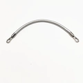 Silver-grey leather handbag strap replacement with metal clasps and stitching detail - Shiny Silver with Silver Hook