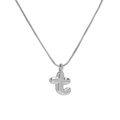 Silver finish brass necklace featuring a cute puffy lowercase letter t bubble pendant - Necklace T