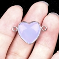 DIY jewelry connector featuring a purple resin heart with silver-toned metal edging - Artificial Aquamarine Double Hole (Silver)