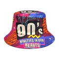 Bob classique vintage des années 90 avec motifs géométriques colorés et slogans - M (56-58cm) / Imprimé Vintage des Années 90 (Réversible)