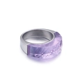 Minimalistischer Edelstahlring mit facettiertem violettem Glasstein auf gebürstetem Band - Lila (KR44953-K)
