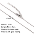 Polished silver stainless steel 1.2mm box chain necklace with lobster clasp, 45+5cm - Box Chain / Silver