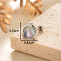 Silver snake cartilage stud with round opal stone on stone background, size 0.85x0.82cm - Rainbow Opal (A159-3#)