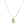 Irregular green cat eye stone necklace with gold satellite chain in 18K gold plated steel - Gold Light Green Bead Chain Style (N04669G-3)