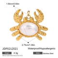 Gouden krabhanger van roestvrij staal met witte parel en gedetailleerde afmetingen - Parelkreeft(JDP0212021)