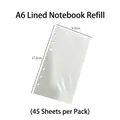 A6 gelinieerd papier vullingen voor 6-rings binders, 17,2x9,5 cm, 45 vellen per pak - A6 Gelinieerd Navulling 45 Vel / Wit