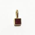 Golden square birthstone pendant with red gemstone for personalized DIY necklaces - Gold - July