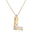 Two-tone gold and silver letter L pendant necklace with hammered lava texture - L