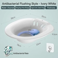 White 6th gen sitz bath for toilet with ergonomic seat, Zn2+ antibacterial tech - [PP] Solid White + Flusher + Hook