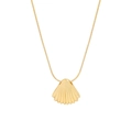 Collana con ciondolo a conchiglia in argento S925 e catena a serpente dorata lucida - Argento 925 / Oro 18K